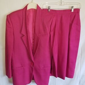 Vibrant Pink Blazer and Skirt Set